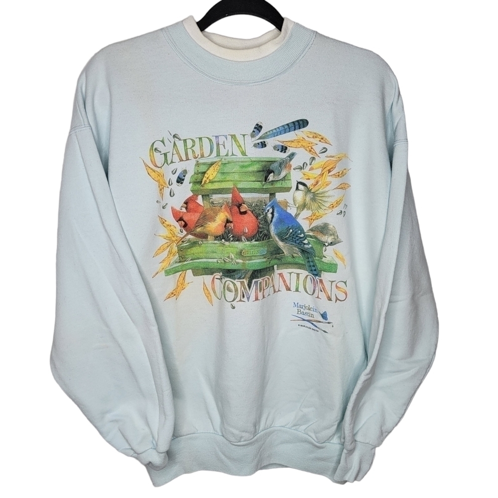 Vintage 90s Marjolein Bastin Garden Companion Cardinal Birds Crewneck Sweatshirt